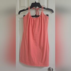 Bra Top Halter Tunic Bright Coral Cotton Blend Size X-Small